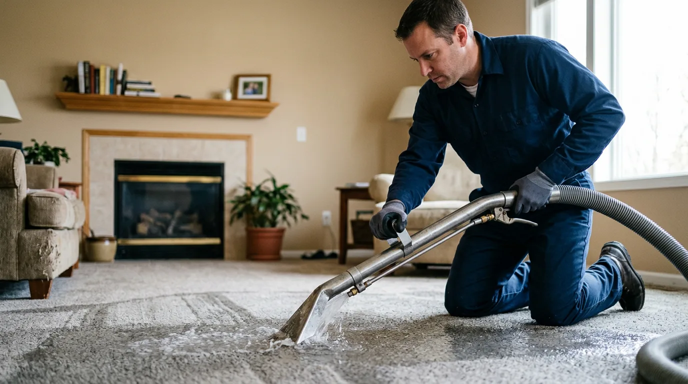 Water damage restoration technician working near Dafter, MI